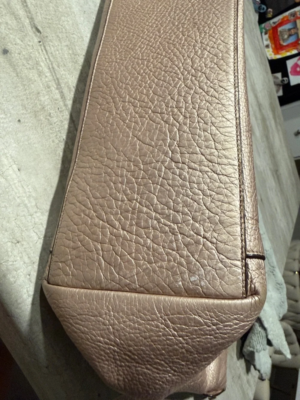Coach Metallic Rose Leather Shoulder Tote